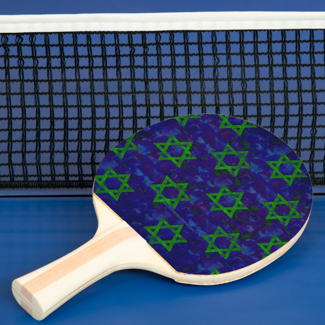 Raquette De Ping Pong SlipperyJoe's Hanukkah rangées vertes Étoiles de D (Insitu)