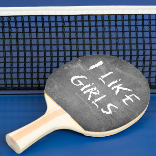Raquette De Ping Pong SlipperyJoe's J'aime les filles tableau noir sale 