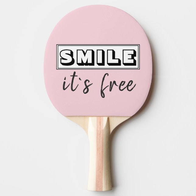 Raquette De Ping Pong Smile it`s free Pink Positive Typographie (Devant)