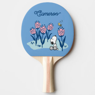 Raquette De Ping Pong Snoopy d'arachides et Fleur de bois Ajouter Votr