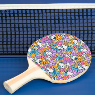 Raquette De Ping Pong Snoopy & Motif de fleurs de bois