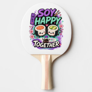 Raquette De Ping Pong Soy Happy Together – Couple de Sushi Kawaii Mignon