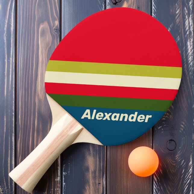 Raquette De Ping Pong Sport Rétro Rugby Rayé avec Nom (Créateur téléchargé)