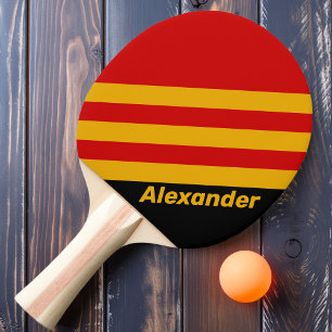 Raquette De Ping Pong Sport Vintage City Stripes avec nom