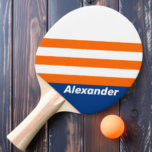 Raquette De Ping Pong Sport Vintage Grandes Villes Rayures avec Nom