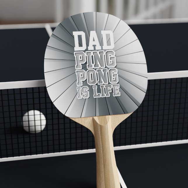 Raquette De Ping Pong Sporty Papa Faux Chrome Ping Pong is Life Funny (Ping Pong is Life!! Add your initials to this Ping Pong Paddle)