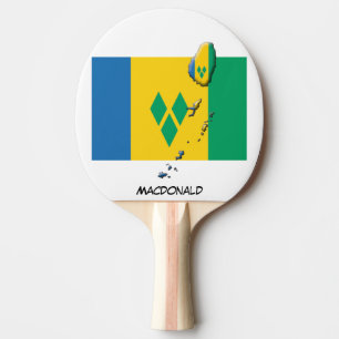 Raquette De Ping Pong ST VINCENT DRAPEAU & CARTE Personnalisé