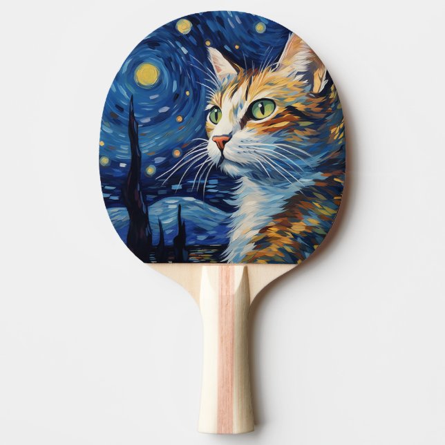 Raquette De Ping Pong Starry Night Cat (Devant)