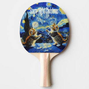 Raquette De Ping Pong Starry Night Kittymas Noël Spoof