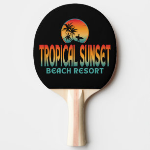 RAQUETTE DE PING PONG STATION BALNÉAIRE TROPICALE AU COUCHER DU SOLEIL É