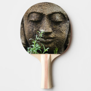 Raquette De Ping Pong Statue de jardin en pierre avec fleur