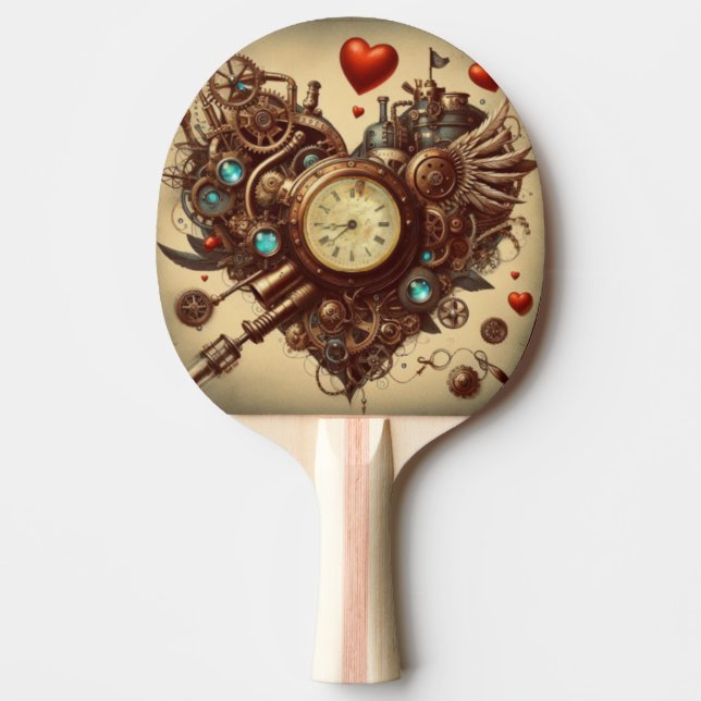 Raquette De Ping Pong Steampunk cœur / Saint-Valentin  (Devant)