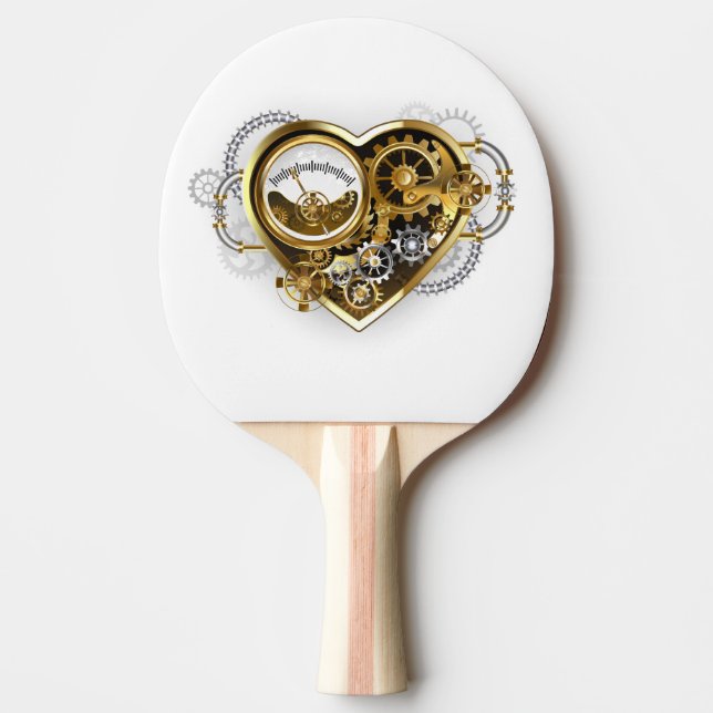 Raquette De Ping Pong Steampunk Heart with a Manometer (Devant)
