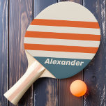 Raquette De Ping Pong Stripes de surf sport vintage avec nom<br><div class="desc">La pagaie de ping-pong Sport Surfside Stripes apporte à votre jeu l'ambiance rafraîchissante de la plage, avec un design cool et décontracté inspiré des vagues de l'océan et des rivages de sable. Avec son mélange saisissant de rayures souples et fluides, cette pagaie est parfaite pour les joueurs qui aiment une...</div>