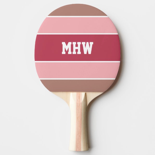 Raquette De Ping Pong Stripes Motif personnalisé monogramme ping pong pa (Devant)
