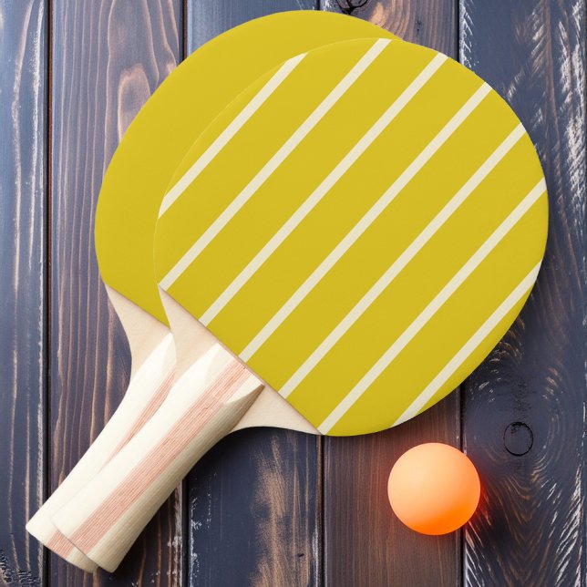 Raquette De Ping Pong Striping de citron foncé et solide (Créateur téléchargé)