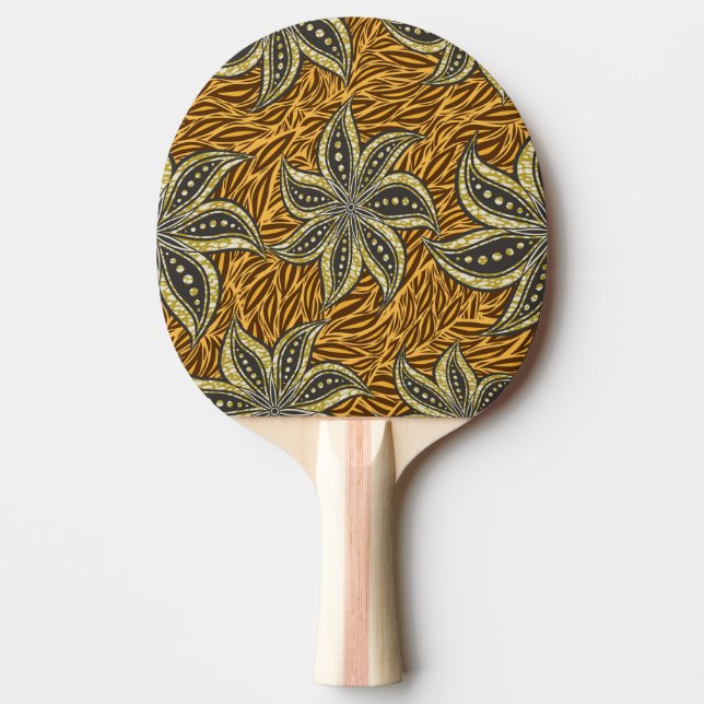 Raquette De Ping Pong Style Batik Floral Abstrait africain (Devant)
