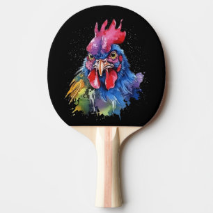 Raquette De Ping Pong Style d'aquarelle de poulet du coq du pays