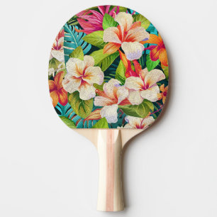 Raquette De Ping Pong Style de peinture à l'huile florale tropicale