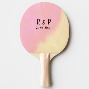Raquette De Ping Pong style de texte minimal simple blanc mariage rose j