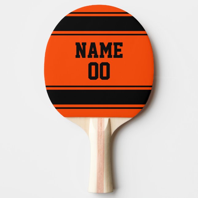 Raquette De Ping Pong Style Jersey bleu orange et noir Personnalisé (Devant)