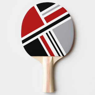 Raquette De Ping Pong Style rétro coloré avec formes géométriques