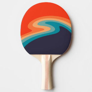 Raquette De Ping Pong Style rétro coloré design tourbillon