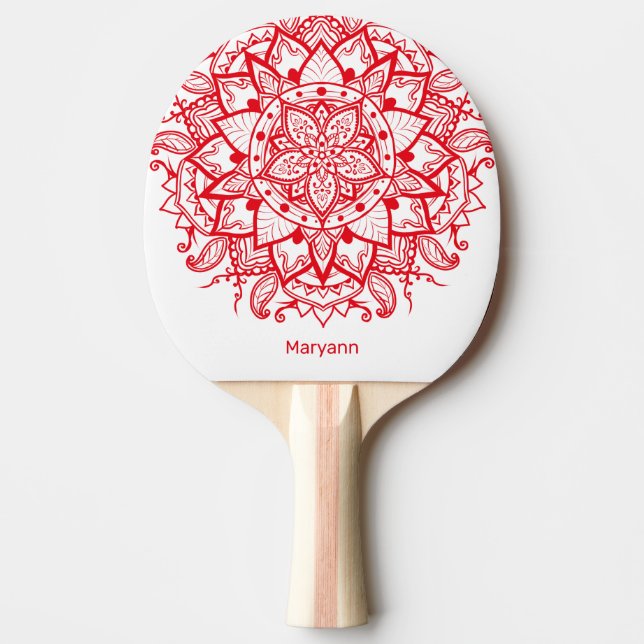 Raquette De Ping Pong Style Rouge Mandala Boho personnalisé (Devant)