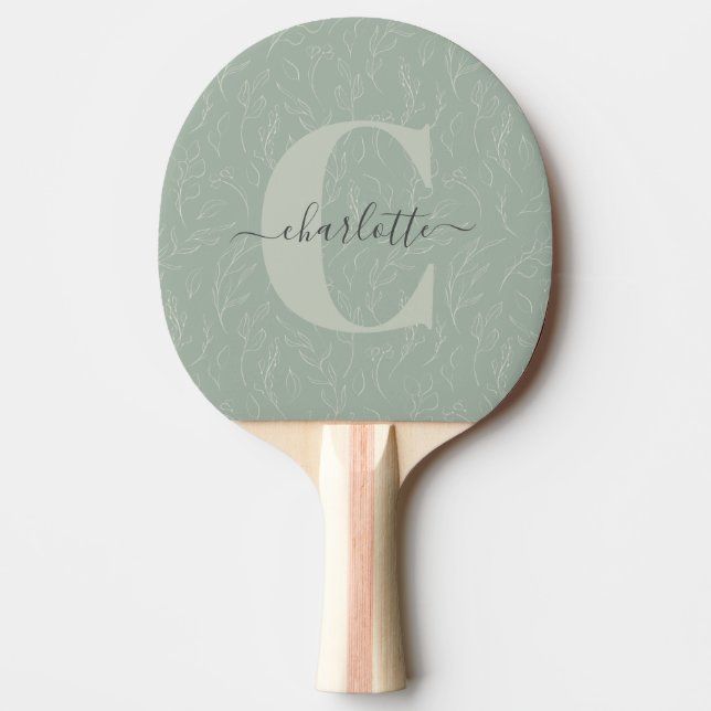 Raquette De Ping Pong Style rustique Sage vert Botanique Floral Personna (Devant)