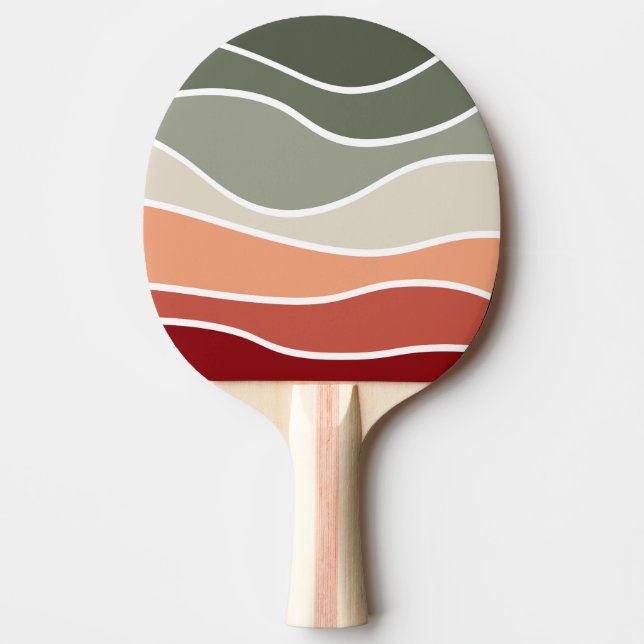 Raquette De Ping Pong Style vert et rouge rétro vagues design (Devant)