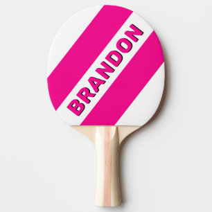Raquette De Ping Pong Sucette Rose Rétro Trois Bandes Gras avec Nom