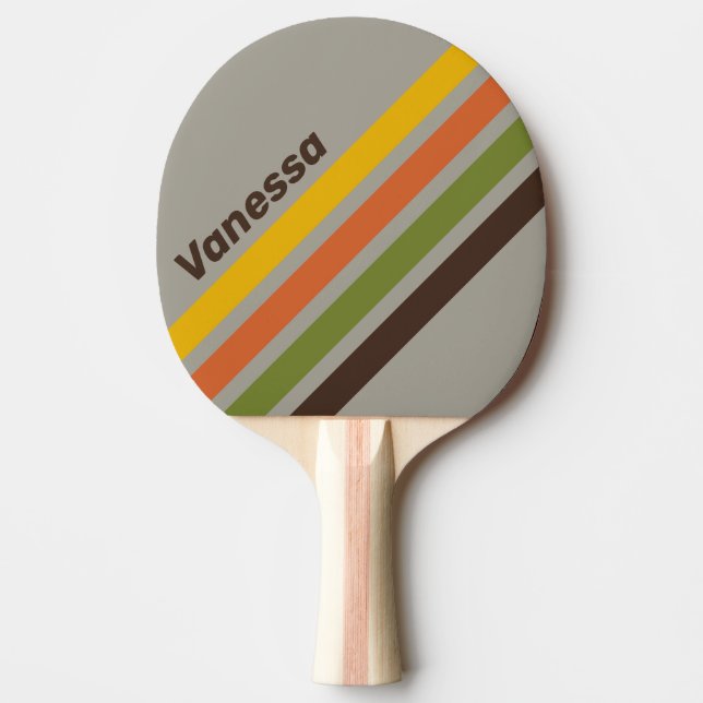 Raquette De Ping Pong Sunset Clover Rayures Angulaires avec Nom (Devant)