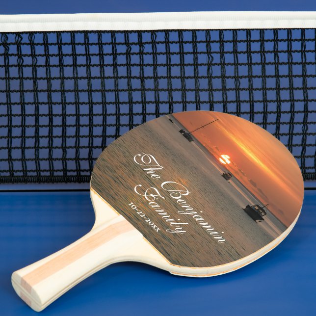 Raquette De Ping Pong Sunset Nature Tropical Family Boats Personnalisez (Insitu)
