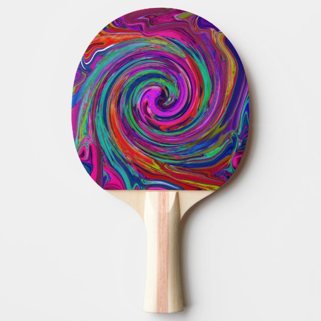 Raquette De Ping Pong Super Abstrait Retro Magenta Dark Rainbow Swirl (Devant)