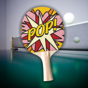Raquette De Ping Pong Super-héros de bande dessinée rétro POP Fun Modern