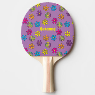 Raquette De Ping Pong Super Hippie Paix et douche à fleurs