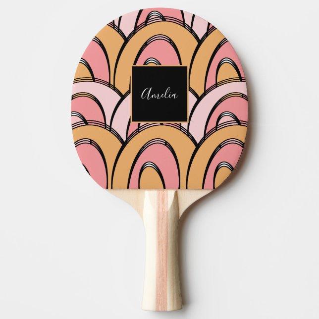 Raquette De Ping Pong Super Rainbows Motif orange rose (Devant)