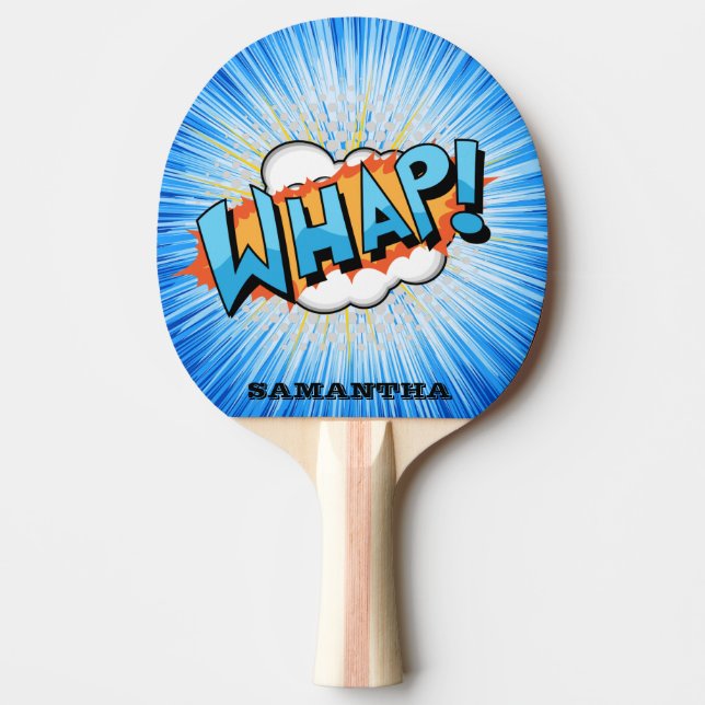Raquette De Ping Pong Super Whap Bleu ! Pagaie personnalisée Superhero (Devant)