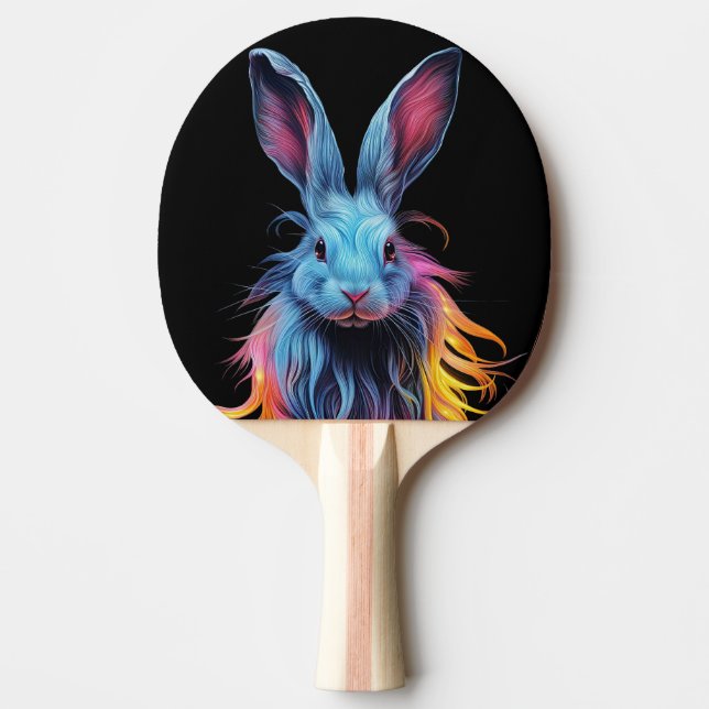 Raquette De Ping Pong Superbe Lapin Bleu en feu (Devant)