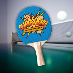 Raquette De Ping Pong SUPERHERO Fun Retro Comédie Livre Pop Art