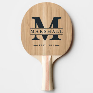 Raquette De Ping Pong Superposition de monogramme et de nom en bois de c