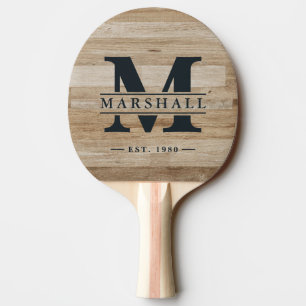 Raquette De Ping Pong Superposition de monogramme et de nom en bois de f