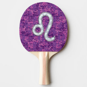 Raquette De Ping Pong Symbole de zodiaque de Lion sur Digitals fuchsia