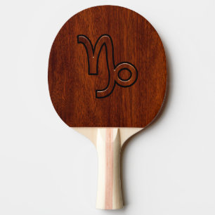 Raquette De Ping Pong Symbole du Zodiac Capricorn en Mahogany Style prin