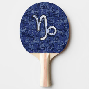 Raquette De Ping Pong Symbole du Zodiaque de Capricorne sur camo numériq