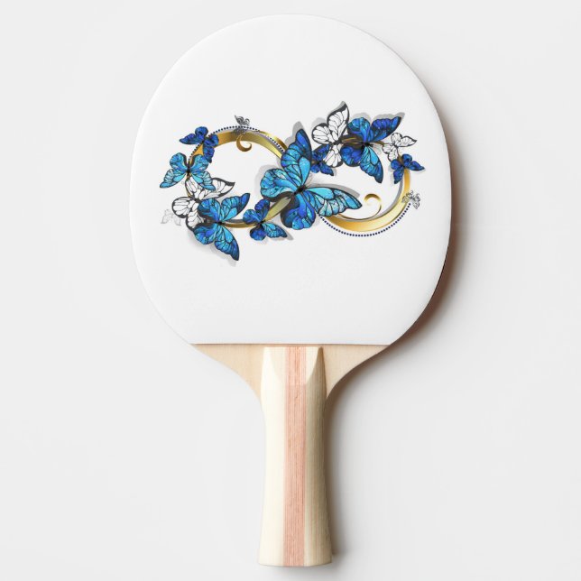 Raquette De Ping Pong Symbole infini de papillons Morpho bleus (Devant)