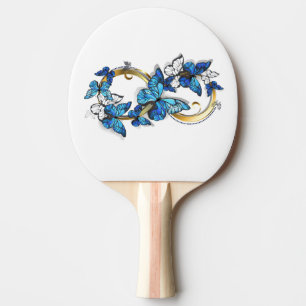 Raquette De Ping Pong Symbole infini de papillons Morpho bleus