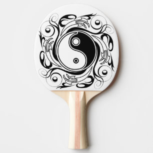 Raquette De Ping Pong Symbole Yin & Yang Tatouage Noir et Blanc