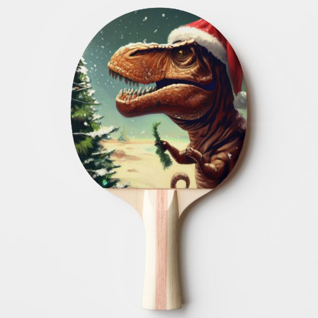 Raquette De Ping Pong T-Rex de Noël (4) (Devant)