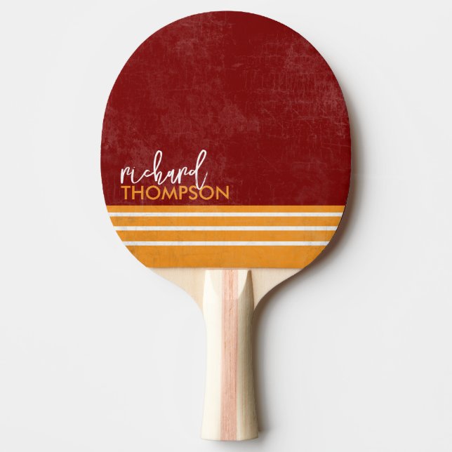 Raquette De Ping Pong Table Tennis Paddle With Name Red/Orange (Devant)